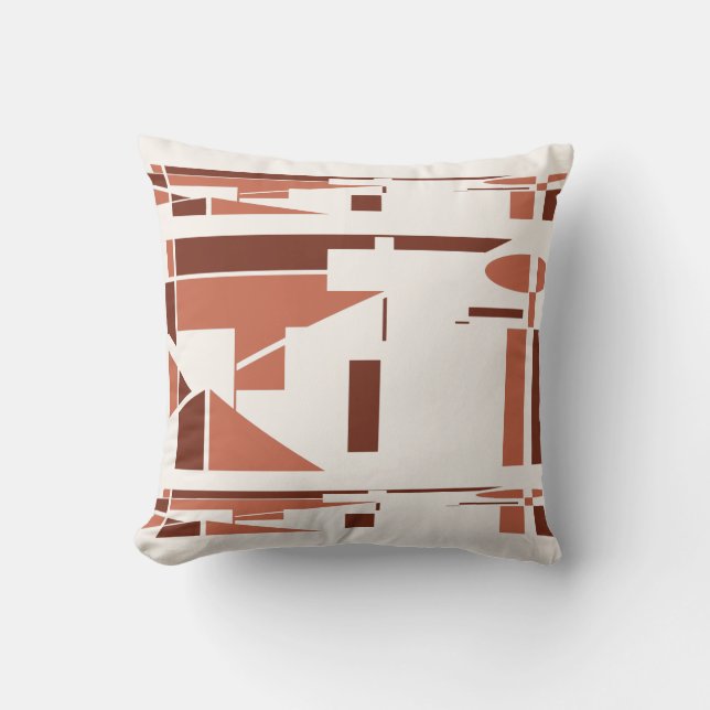 Coussin Corail foncé Brown MCM Sud-Ouest Look Abstrait (Recto)