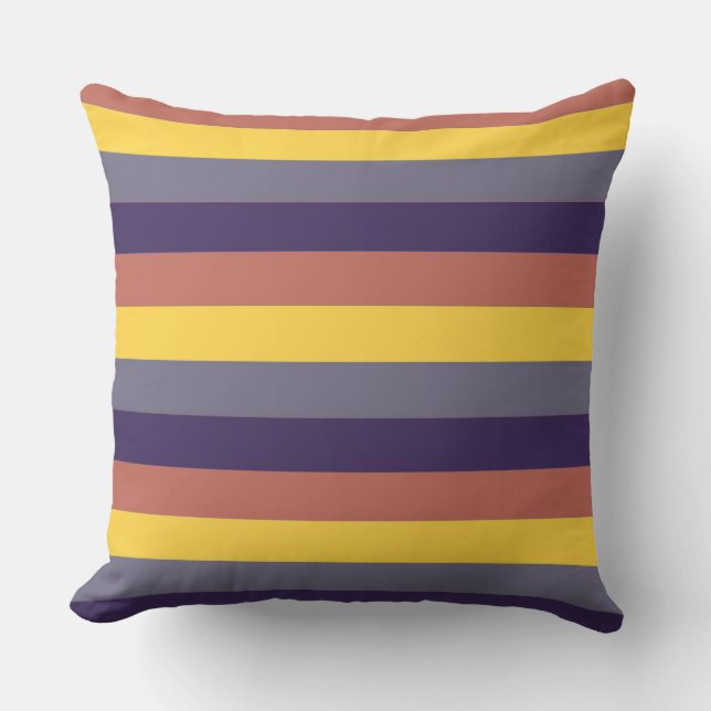 Coussin Corail jaune violet rayures modernes (Recto)