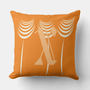 Coussin Corail mignon noir Monogramme personnalisé Floral