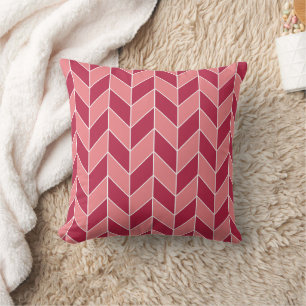 Coussin Corail Moderne Magenta Chevron en Arête de Poisson