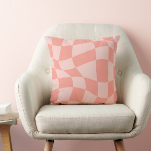 Coussin Corail rose À damiers chambre à coucher Jeu d'orei
