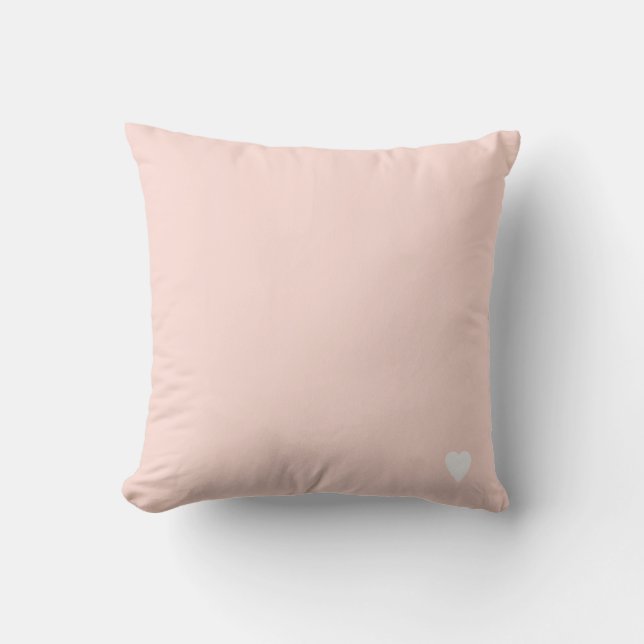 Coussin Corail Rose Pâle Uni Avec Cœur (Recto)
