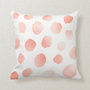 Coussin Corail rose peint Métallic Pois blanc