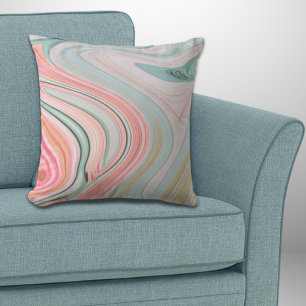 Coussin corail rose vif menthe vert arc-en-ciel tourbillon
