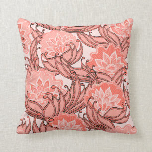 Coussin Corail vibrant motif floral