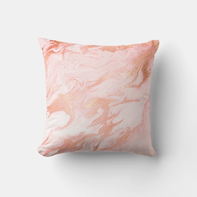 Coussin Coral Abstrait Pastel Pink Glam Marbre Blanc Candy (Recto)