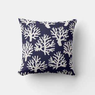 Coussin Coral Drift Marine Blanc