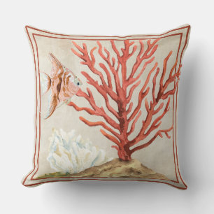 Coussin Coral Ocean Beach Angel Poisson Aquarelle