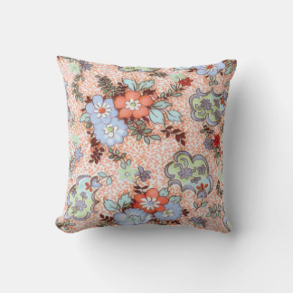 Coussin Coral Periwinkle Bleu et Vert Floral