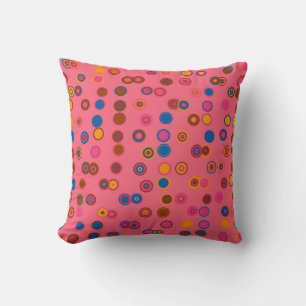 Coussin Coral rose cercle géométrique motif bulle gomme