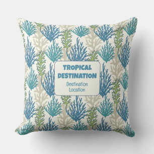 Coussin Coral Seaweeds texte personnalisé