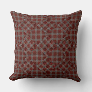 Coussin Coral tartan plaid mosaic throw pillow
