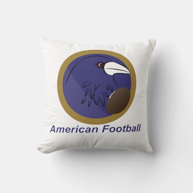 Coussin Corbeau avec ballon de football américain (Recto)