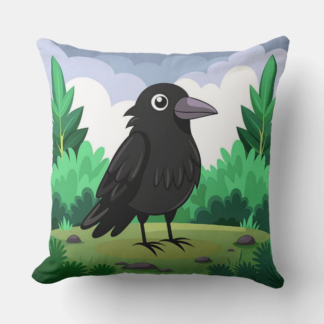 Coussin corbeau de dessin animé (Recto)