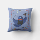 Coussin Corbeau de Halloween Corbeau Lune Bleue (Verso)