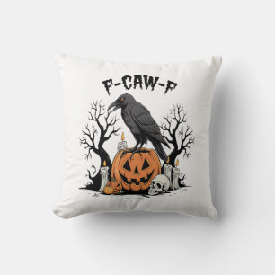Coussin Corbeau drôle, F-Caw-F, Corbeau crâne, Corneille g