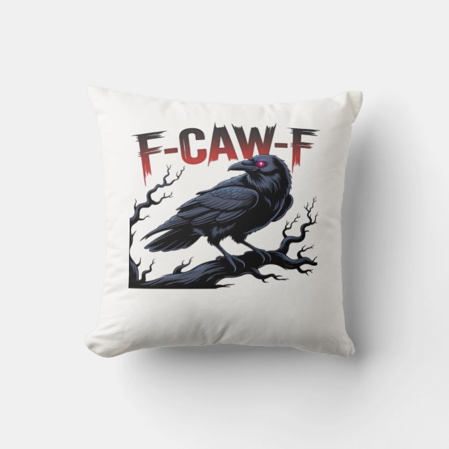 Coussin Corbeau drôle F-Caw-F Raven Classique Cool Unique (Recto)