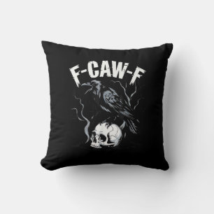 Coussin Corbeau F-Caw-F Crâne d'oiseau drôle Humour Adulte