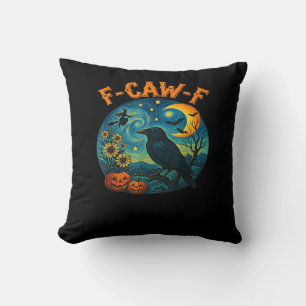 Coussin Corbeau F-Caw-F Drôle Halloween Gothique Carreaux