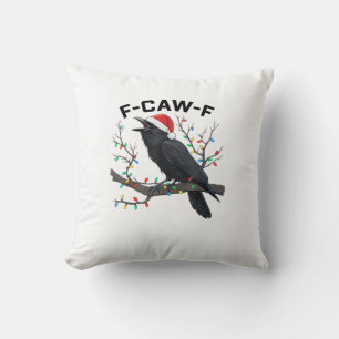 Coussin Corbeau F-Caw-F Drôle Rétro Lumières de Noël Chape