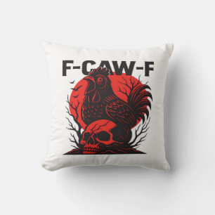 Coussin Corbeau F-Caw-F Humour Gothique Drôle