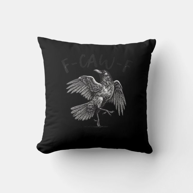Coussin Corbeau, F-Caw-F Oiseau Drôle Graphique Rétro (Recto)