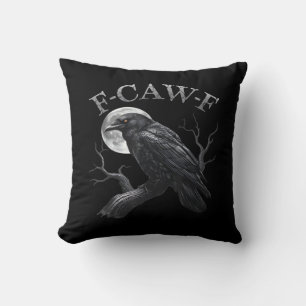 Coussin Corbeau F-Caw-F Oiseau Drôle Lune Gothique Humour