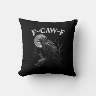 Coussin Corbeau F-Caw-F Oiseau Drôle Lune Gothique Humour 