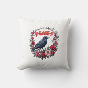 Coussin Corbeau gothique drôle Halloween F Caw F Vintage