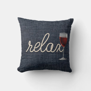 Coussin corde "relax" et vin sur denim