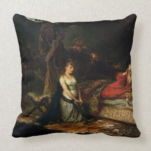 Coussin Cordelia et Roi Lear (huile sur la toile)