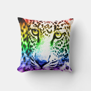 Coussin Corey Tiger 80s Vintage Arc-en-ciel Snow Léopard
