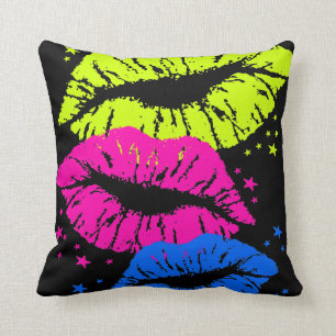 Coussin Corey Tiger 80s Vintage Retro Neon Lips