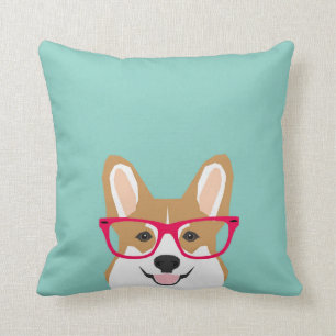 Coussin Corgi avec lunettes - Chien de Hipster, Corgi GIft
