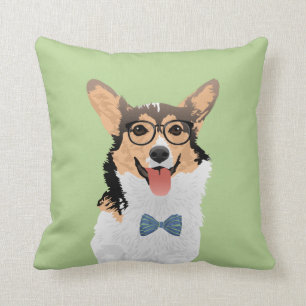 Coussin Corgi blanc bronzage noir doux de Gallois de
