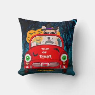 Coussin Corgi Chien Conduite voiture effrayant Halloween