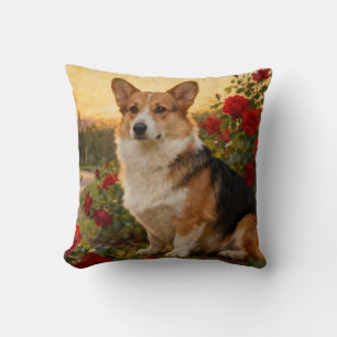 Coussin Corgi dans les Roses II