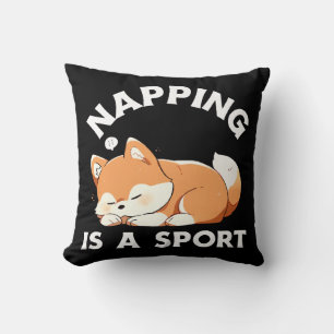 Coussin Corgi drôle qui fait une sieste est un sport pour