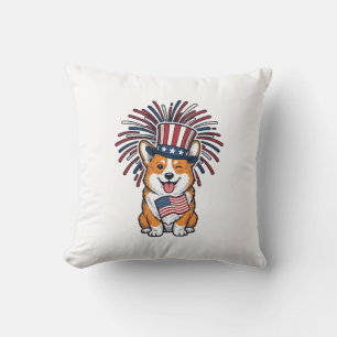 Coussin Corgi patriote feux d'artifice Chien Conception ve