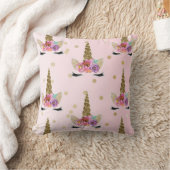 Coussin Corne de Licorne Moderne Tendance Rose & Or #2 (Couverture)