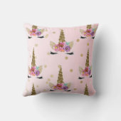 Coussin Corne de Licorne Moderne Tendance Rose & Or #2 (Verso)