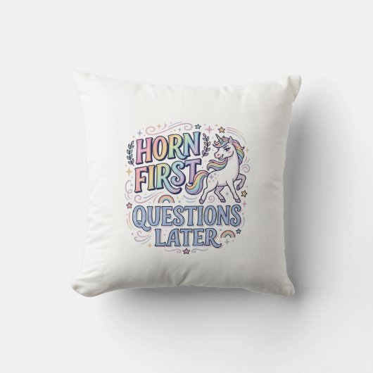 Coussin Corne de Licorne Premier Questions Plus Tard Autoc (Recto)