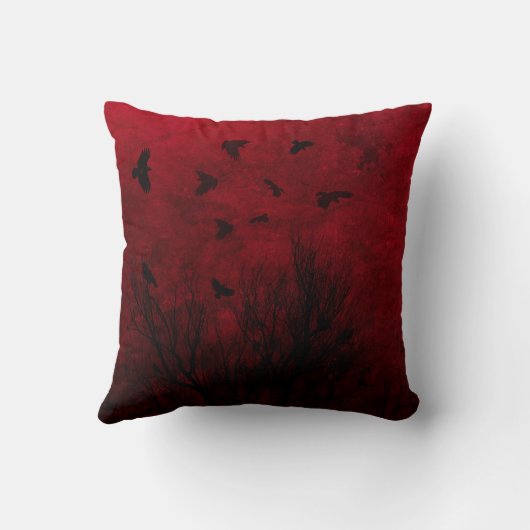 Coussin Corneilles dans le ciel rouge (Verso)