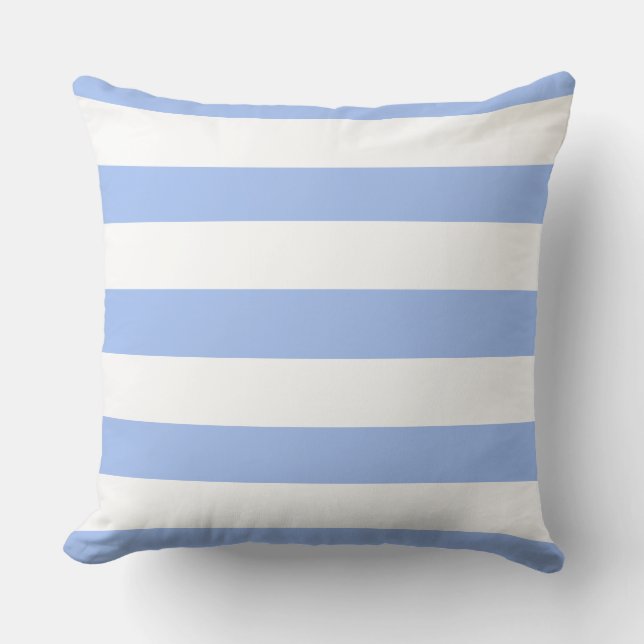 Coussin Cornflower Blue White Awning Stripes extérieur (Recto)