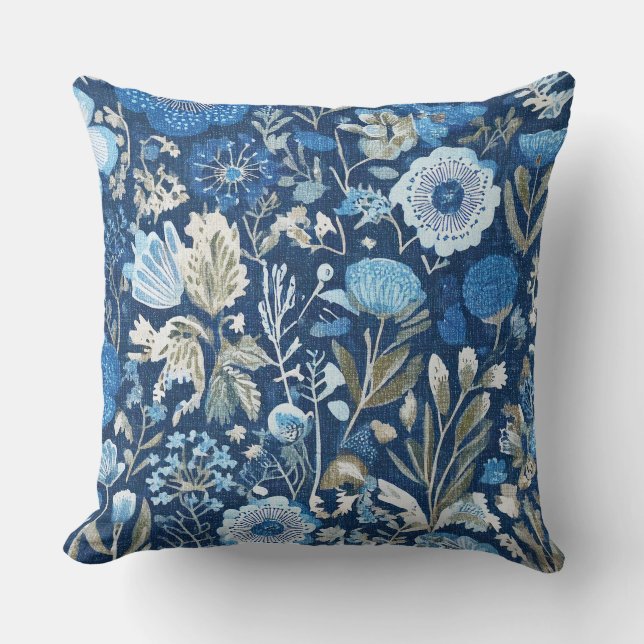 Coussin cornflower floral blues pattern (Recto)