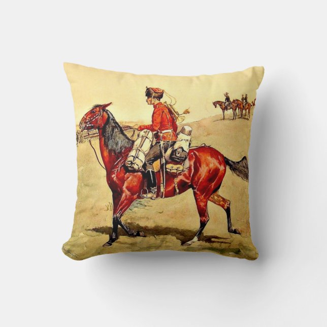 Coussin Corps des gardes russes de Hussar, tableau de Remi (Recto)