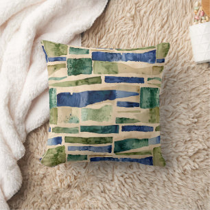 Coussin Correctifs d'aquarelle bleu vert