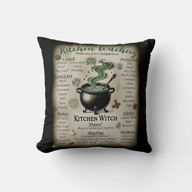 Coussin Correspondances des herbes magiques de Witchery de (Recto)