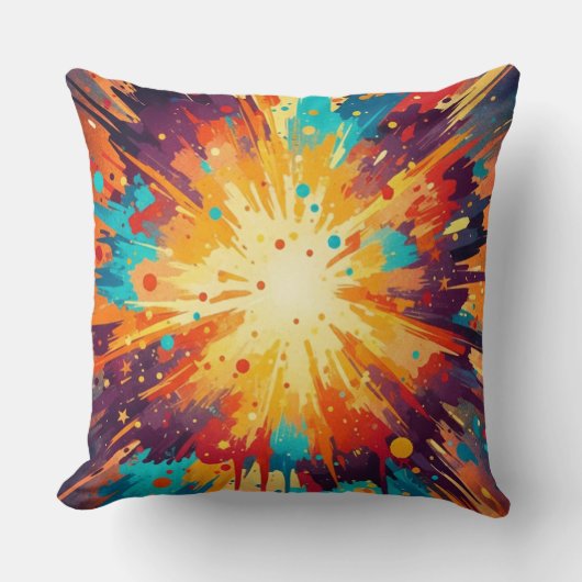 Coussin Cosmic Burst Abstract Splatter Art (Recto)