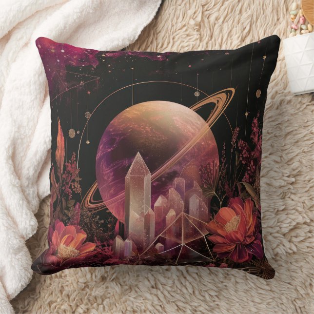 Coussin Cosmic Crystal Ringed Planet Fantasy Art (4) (Couverture)